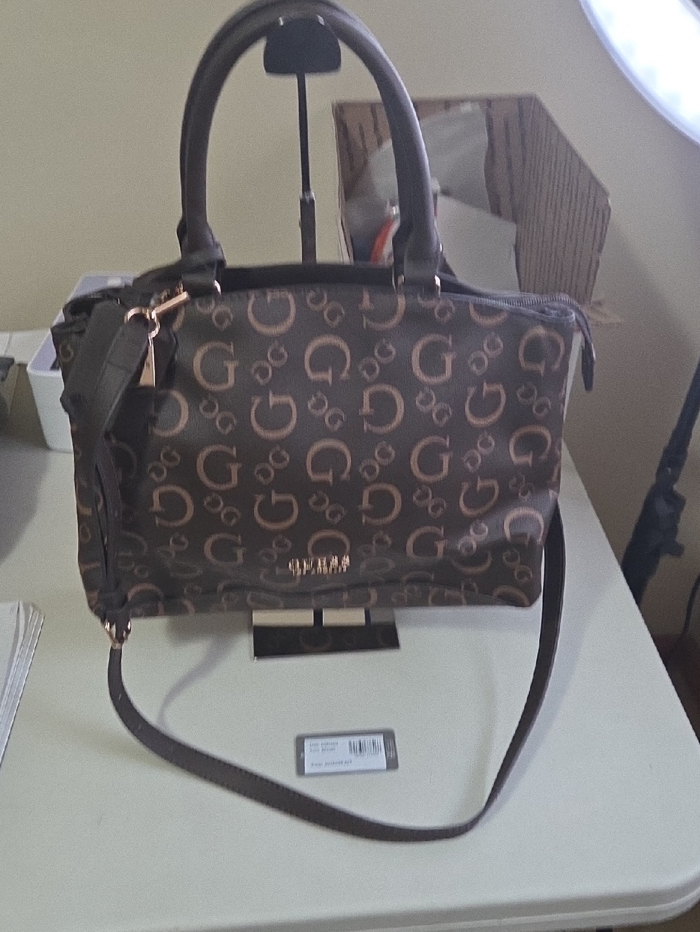 Guess Melrose Ave Brown Monogram Satchel